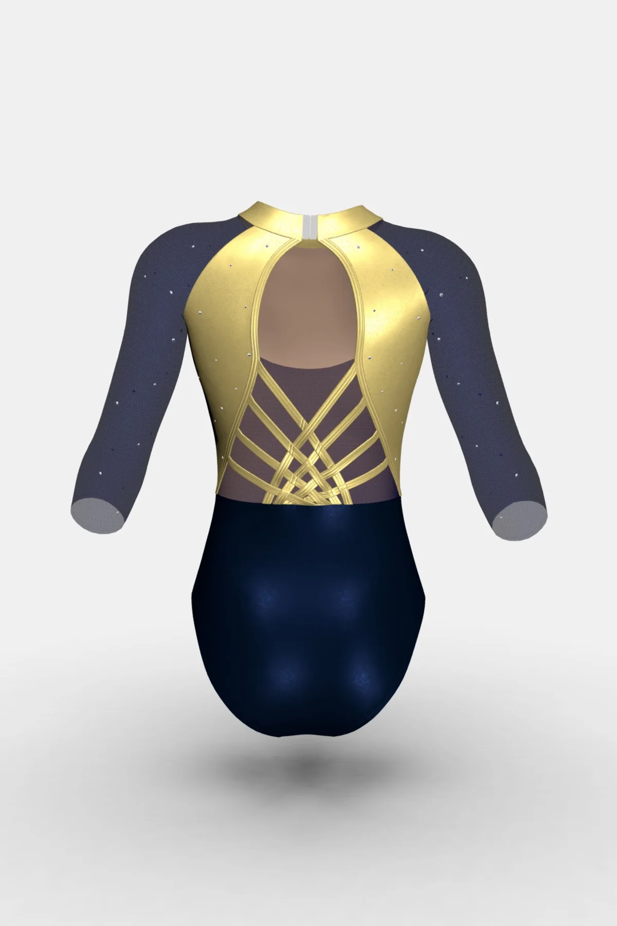Fighting Irish Blue/Gold ¾ Slv Leotard