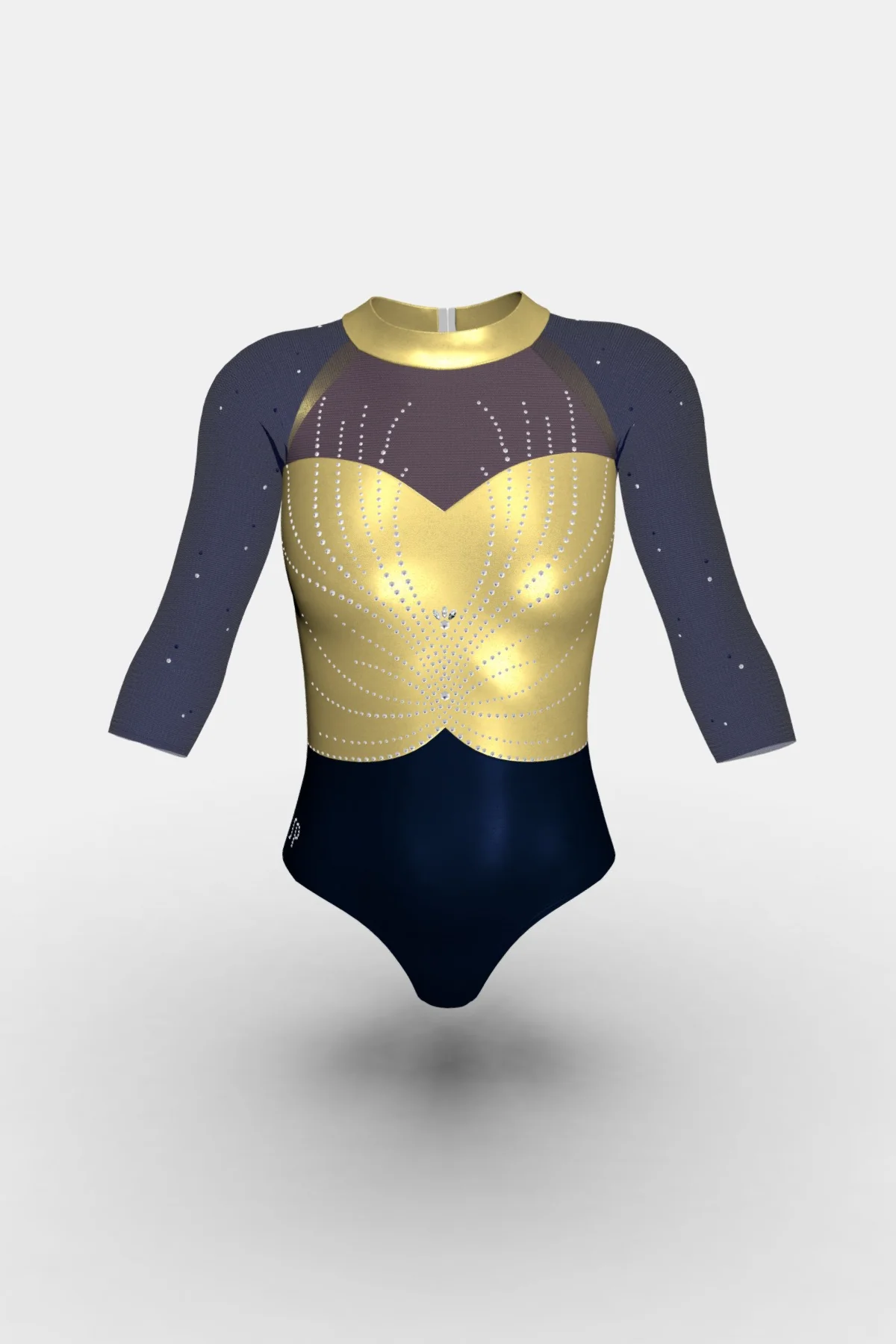 Fighting Irish Blue/Gold ¾ Slv Leotard